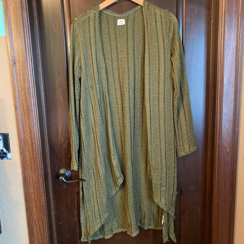 {4/$28🔮 O’Neill} Army Green loose knit cardigan - Picture 1 of 8
